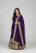 Premium Anarkali Gown Set – Showroom Finished Collection (Purple) - Image 2