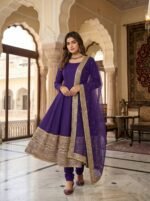 Premium Anarkali Gown Set – Showroom Finished Collection (Purple)
