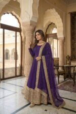 Premium Anarkali Gown Set – Showroom Finished Collection (Purple) - Image 4
