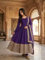 Premium Anarkali Gown Set – Showroom Finished Collection (Purple) - Image 5