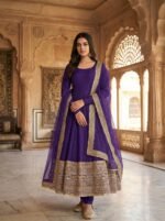 Premium Anarkali Gown Set – Showroom Finished Collection (Purple) - Image 6