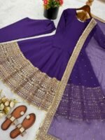 Premium Anarkali Gown Set – Showroom Finished Collection (Purple) - Image 8