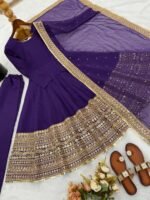 Premium Anarkali Gown Set – Showroom Finished Collection (Purple) - Image 9