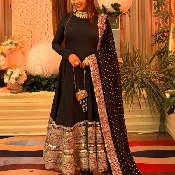 Premium Anarkali Gown Set – Showroom Finished Collection (Black)