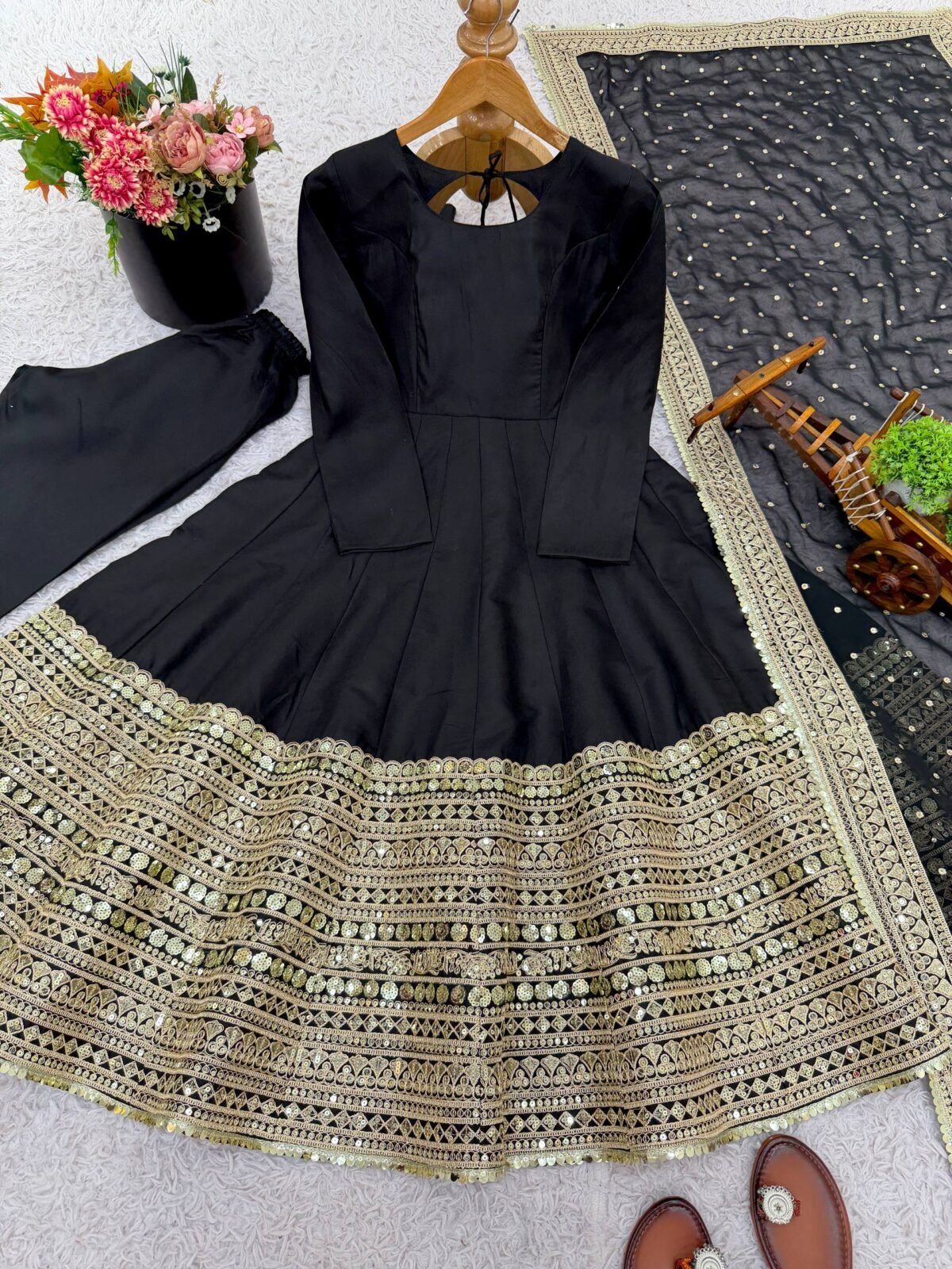 Premium Anarkali Gown Set – Showroom Finished Collection (Black) - Image 3