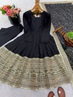 Premium Anarkali Gown Set – Showroom Finished Collection (Black) - Image 3