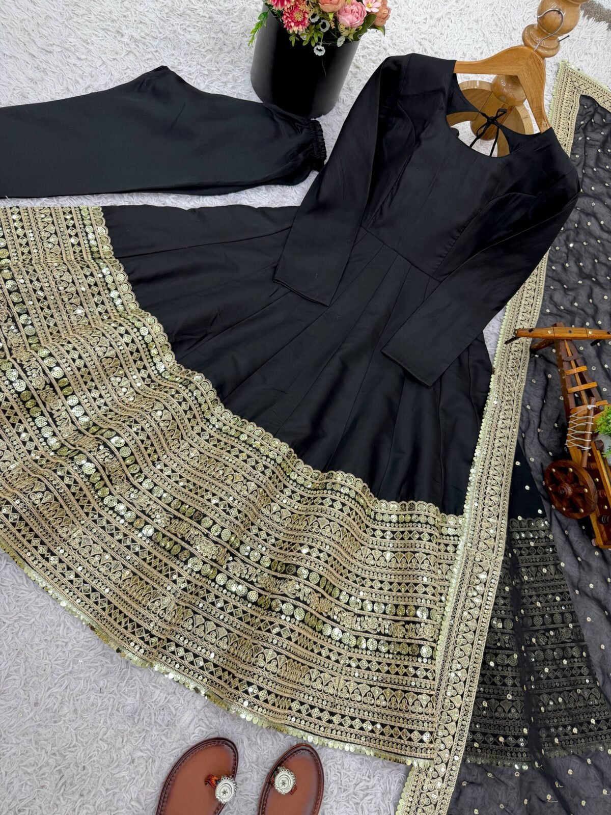 Premium Anarkali Gown Set – Showroom Finished Collection (Black) - Image 4
