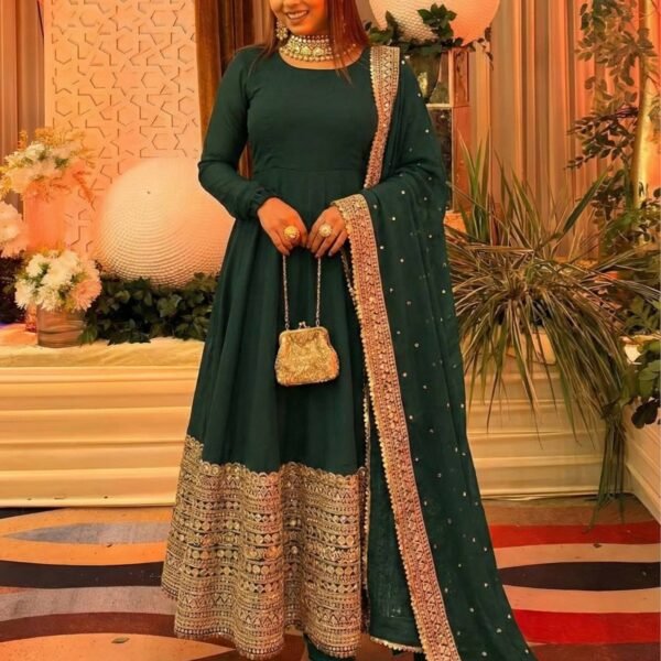 Premium Anarkali Gown Set – Showroom Finished Collection (Green)