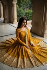 Premium Anarkali Gown Set – Showroom Finished Collection (Mustard) - Image 5