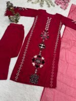 Festival Special 3 Pcs Chanderi Silk Embroidered Suit Set - Image 6