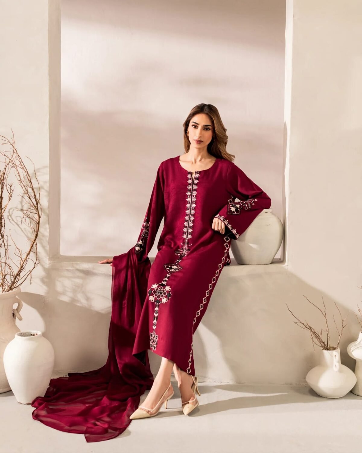 Festival Special 3 Pcs Chanderi Silk Embroidered Suit Set - Image 7